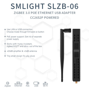 SMLIGHT SLZB-06 Zigbee 3.0 to Ethernet WiFi gateway,USB,coordinator with PoE, works with Zigbee2MQTT, Home Assistant, ZHA - XNBADA